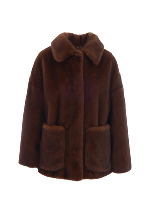 Herno faux-fur patch-pocket coat - Brown