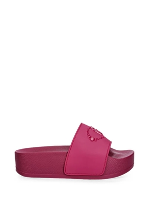 LIU JO embossed-logo platform slides - Pink