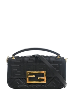 Fendi Pre-Owned 2020-2024 Zucca Embossed Leather Baguette Phone Pouch satchel - Black