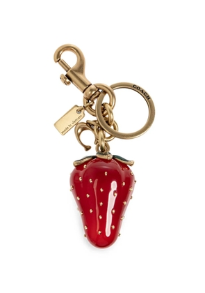 Coach strawberry-charm keyring - Red