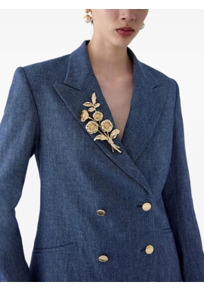 Carolina Herrera floral-motif crystal-embellished brooch - Gold