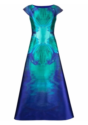 Alberta Ferretti butterfly-print A-line gown - Blue
