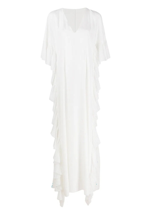 Alberta Ferretti pleated ruffle maxi gown - White