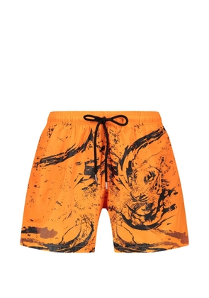 Plein Sport graphic-print drawstring swim shorts - Orange