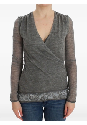 Ermanno Scervino paisley-hem wrap-style top - Grey
