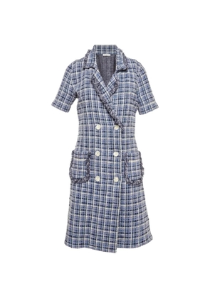 SANDRO double-breasted tweed mini dress - Blue