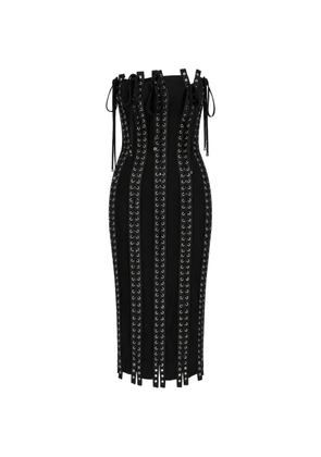Dolce & Gabbana Charmeuse lace-up strapless midi dress - Black