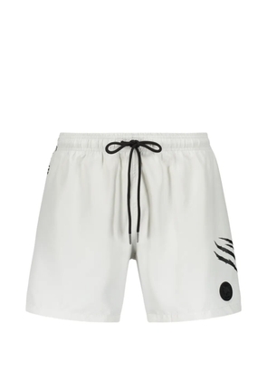 Plein Sport logo-patch drawstring swim shorts - White