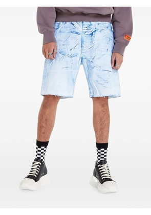 Heron Preston overdyed raw-edge shorts - Blue