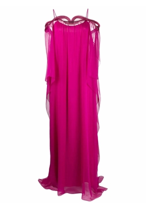 Alberta Ferretti draped-sleeves silk gown - Pink