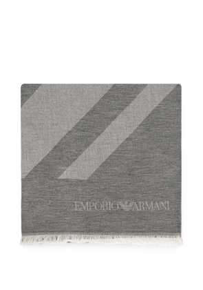 Emporio Armani logo-print frayed scarf - Grey