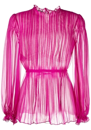 Alberta Ferretti pleated long-sleeve blouse - Purple