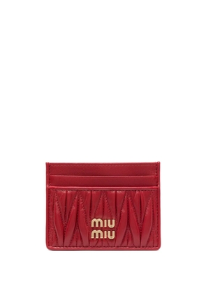 Miu Miu logo-plaque matelassé cardholder - Red