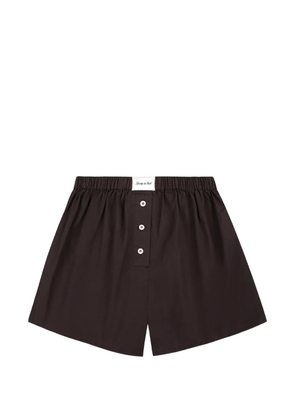 Sporty & Rich Signature logo-patch button-detail shorts - Brown