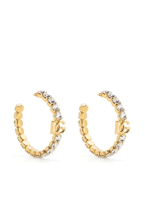 Dolce & Gabbana DG logo rhinestones-embellished hoop earrings - Gold