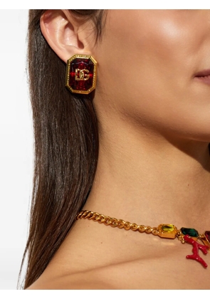 Dolce & Gabbana DG logo crystal-embellished clip-on earrings - Gold
