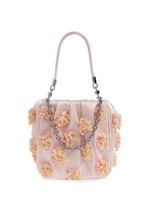 Self-Portrait floral-appliqué ruched tote bag - Pink