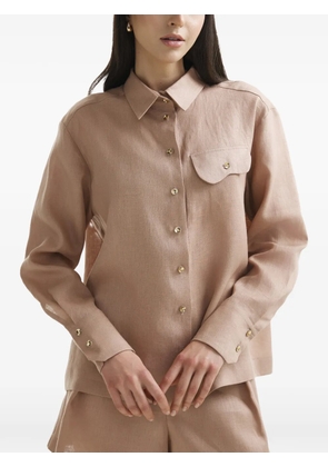 Mia Peculiar Wave linen shirt - Neutrals