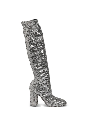 Dolce & Gabbana sequin-embellished boots - Silver