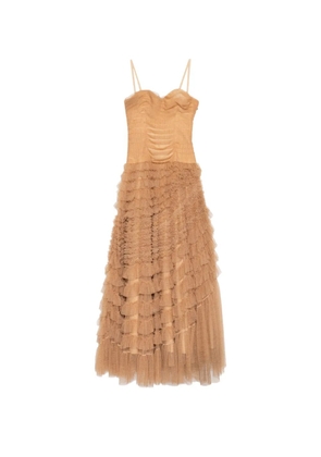 Christian Dior Pre-Owned ruffled strapless gown - Neutrals