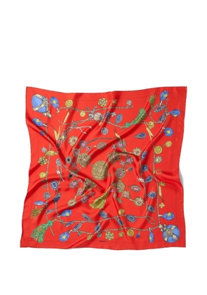 Versace printed silk twill scarf 90 cm - Red