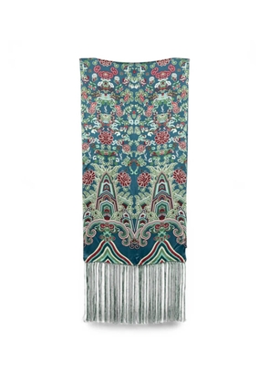 Saint Laurent Pre-Owned floral-print fringed shawl - Blue