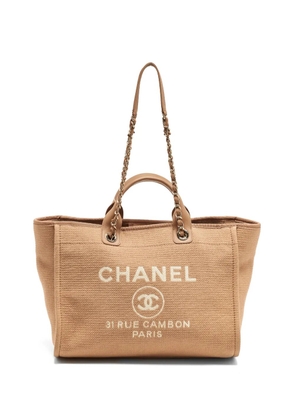 CHANEL Pre-Owned large Deauville tweed leather tote bag - Neutrals