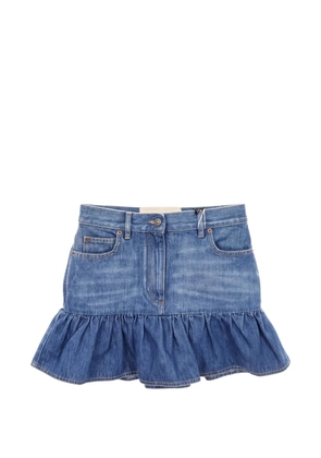 Valentino Garavani Pre-Owned 2010s ruffled denim mini skirt - Blue