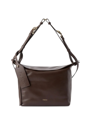 Furla logo-tag leather shoulder bag - Brown