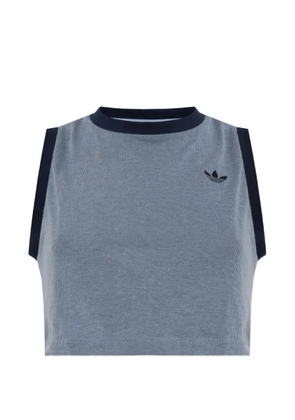 adidas Trefoil-embroidered ribbed-knit top - Blue