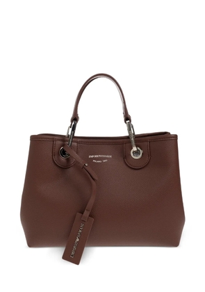 Emporio Armani logo-print pebbled-effect tote bag - Brown