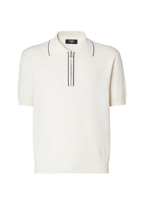 FENDI zip-up FF-motif polo shirt - White
