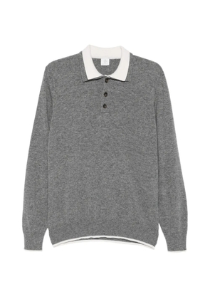 Eleventy contrast-collar long-sleeve polo shirt - Grey