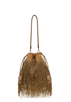 ETRO small suede Kalispera bag with bead fringes - Gold
