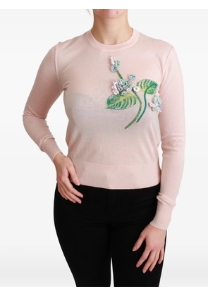 Dolce & Gabbana floral-embroidered cashmere sweater - Pink