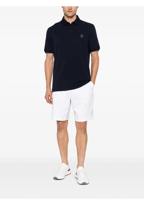 Brunello Cucinelli logo-embroidered cotton polo shirt - Blue