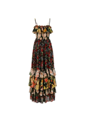 Dolce & Gabbana floral-print tiered maxi dress - Black