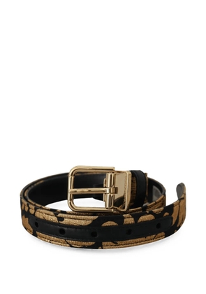 Dolce & Gabbana jacquard leather-trim belt - Gold