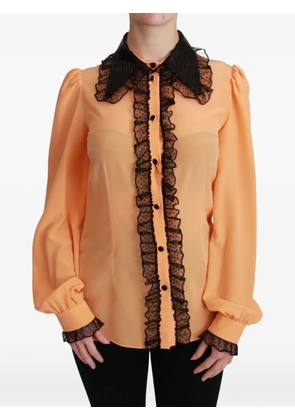 Dolce & Gabbana ruffled sequin-embellished blouse - Orange
