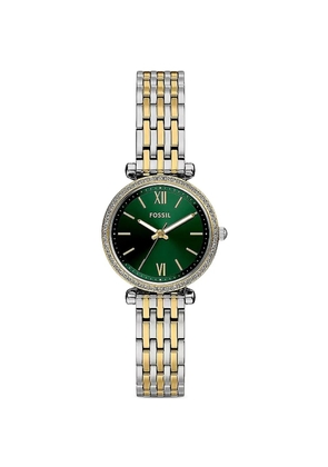 FOSSIL mini Carlie crystal-embellished 28mm watch - Green