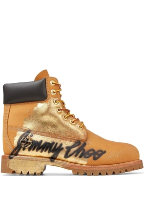 Jimmy Choo x Timberland graffiti logo ankle boots - Brown