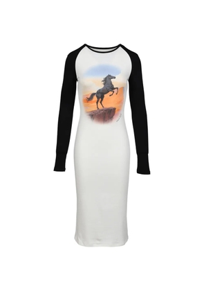 MARKGONG horse-print midi dress - White
