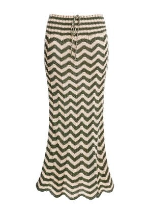 Agua Bendita zigzag-pattern midi skirt - Neutrals