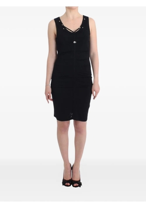 Rocco Barocco Vintage logo-plaque V-neck mini dress - Black