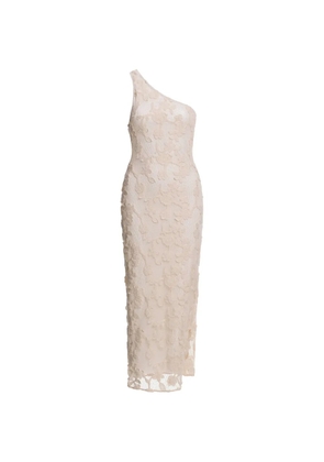 Agua Bendita one-shoulder embroidered balm dress - Neutrals