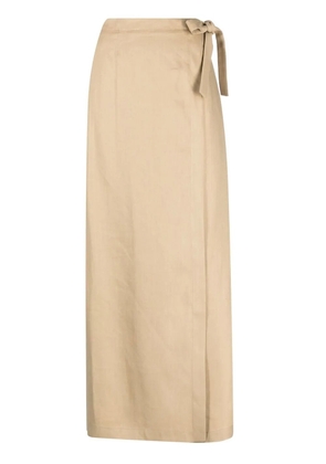 Alberta Ferretti linen-blend wrap maxi skirt - Neutrals