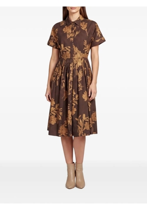 Carolina Herrera Vintage Jasmine Biznaga short-sleeved midi shirt dress - Brown