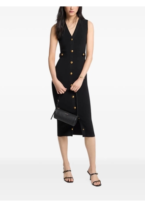 Michael Kors button-up V-neck midi dress - Black
