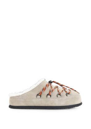 Prada shearling-trim lace-up slippers - Neutrals