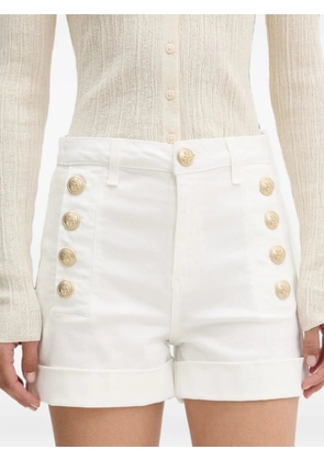 VICOLO button-embellished turn-up denim shorts - White